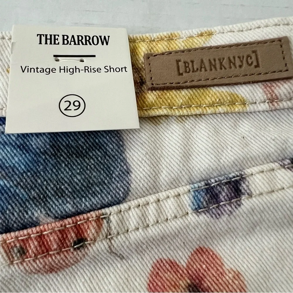 NWT BLANKNYC The Barrow Floral Butterfly Denim Shorts High Rise Raw Hem 29